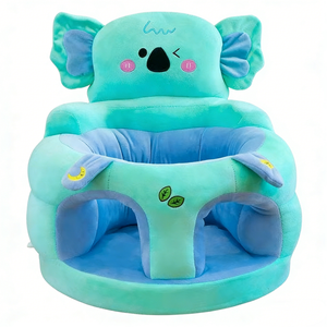 Asiento de aprendizaje para bebés de peluche de koala azul verdoso personalizado, sofá de entrenamiento anti-vuelco para bebés con bordado de hojas - Product Image 4