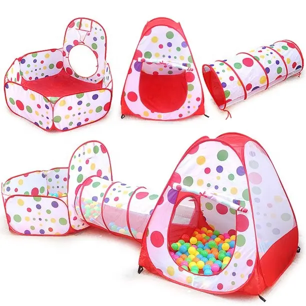 Tente de jeu 3 en 1 pour enfants, tente Portable pliable, avec Tunnel, idéale pour jouer dans le Ball, jouet Tunnel