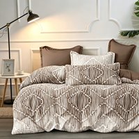 Ensemble de literie à imprimé floral beige, 3 pièces, housse de couette avec 2 taies d'oreiller, fleurs aquarelle, design moderne, vente en gros, haute qualité