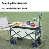 Petite remorque de camping pliable en métal, table de camping extérieure étanche, chariot de camping portable pour pique-nique, courses et rangement