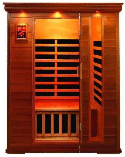 Sauna de vapor portátil para 3 personas, conjunto rojo de Radio, lámpara de ordenador, cabezal de vidrio de madera