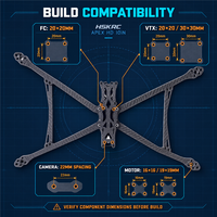 Châssis de drone FPV APEX HD 10 pouces, empattement 457 mm, type H, fibre de carbone, support FC 20x20 30x30, support moteur 16x16 19x19, CE/FCC