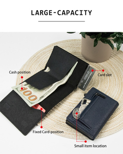 2024 Smart Genuine Leather/PU Leather Magnetic <b>Wallet</b> <b>Metal</b> Box Pop up <b>Wallet</b> Rfid Protected Card Holder - Product Image 4