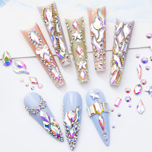 Venta al por Mayor de Accesorios para Decoración de Uñas, 12 Compartimentos, Cuentas de Vidrio, Color Plateado AB, Aurora, Formas Mixtas, Set de Diamantes de Imitación para Arte de Uñas - Product Image 3