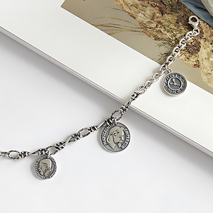 Bracelet vintage avec pendentif en forme de pièce de monnaie de <span class=keywords><strong>Napoléon</strong></span>, bracelet à breloques tendance pour femmes, argent sterling 925, bijoux fins personnalisés en gros - Product Image 6