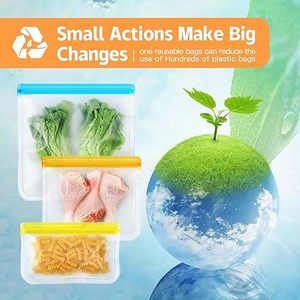 Dishwasher Safe Reusable Food Storage Bags, Leakproof Freezer Bags, BPA Free Food Pouches for Lunch, Marinating - Product Image 3