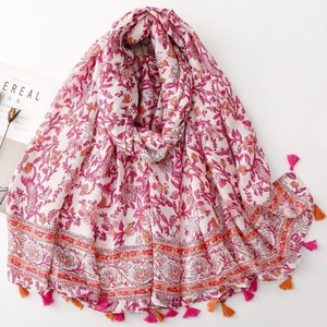 Floral <b>Gallery</b> Floral <b>Frame</b> Fringed Scarf Thin Sunscreen Beach Shawls Vacation-style Scarf Hijab Muslim Women - Product Image 1