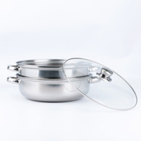 Batterie de cuisine à vapeur en acier inoxydable de 28cm, ensemble de marmite à vapeur robuste de qualité supérieure