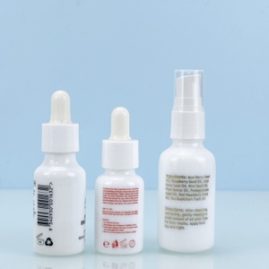 10ml 20ml 30ml 50ml 100ml White Glass <b>Dropper</b> <b>Bottle</b> Flat Shoulder Opal Screen Printing Essential Oil Serum - Product Image 2