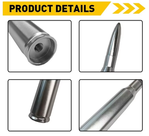50 Cal Bullet Style <b>Car</b> Antenna,Mirror <b>Polished</b>&Oil Spray Black,Universal Aluminum Truck Antenna with 8 Adapters for Ford GMC - Product Image 5