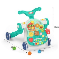 Trotteur 4 en 1 en plastique avec table de jeu Marchettes d'activités musicales d'apprentissage pour bébé