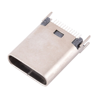 Connecteur femelle USB-C 24P, pas de 1,0 mm, montage central, longueur 10,5 mm, 10 000 cycles, pour charge d'ordinateurs portables et tablettes