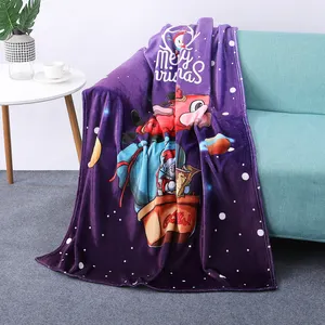 Wholesale Price Custom With Logo Soft Patterned Warm Hotel Throw Blankets Christmas Gift Polar Flannel Blanket