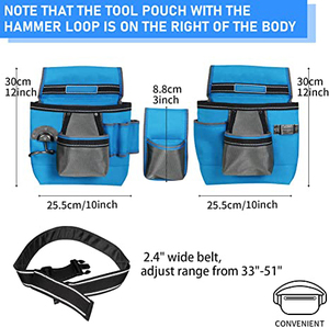 Cinturón de herramientas de doble cara para carpinteros y constructores Bolsa de herramientas de cintura profesional para mantenimiento y electricista - Product Image 4