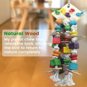 Multicolore grandi giocattoli pappagallo in legno naturale africano Grey Uccello giocattolo da masticare per africano Grey pappagallo - Product Image 5