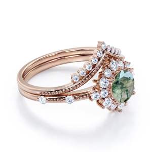 Anillo de Compromiso y Aniversario Art Deco con Ágata Musgosa de 1.45 Quilates, Plata de Ley 925 con Rodio, Clásico para Mujer, Ideal para Fiestas - Product Image 3