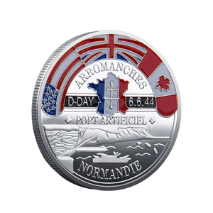 Collection de pièces commémoratives allemandes de la Seconde Guerre mondiale, 1944, <span class=keywords><strong>débarquement</strong></span> en <span class=keywords><strong>Normandie</strong></span>, feuille d'érable, 82e division, pièces en or et en argent - Product Image 4