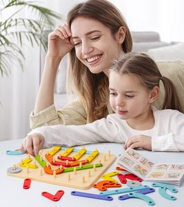 Geometrical Figures Shape Color Pegboard Sorter Set Montessori <b>Puzzle</b> Creative Board with Pattern Cards - Product Image 5