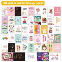 Lot de 50 cartes d'anniversaire DIY INS à pliage en deux, cartes de vœux, cartes de félicitations, décoration pour anniversaire, mariage, Noël