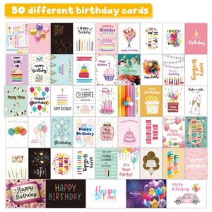 Set di 50 Buste Fai-da-Te e Biglietti d'Auguri Piegati a Metà per <span class=keywords><strong>Compleanno</strong></span>, Matrimonio, Natale, Decorazione Regalo - Product Image 3