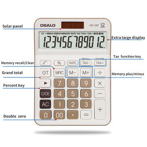 เครื่องคิดเลขตั้งโต๊ะภาษี12หลักเครื่องคิดเลขมีปุ่มหลากสีพลังงานแสงอาทิตย์เครื่องคิดเลขสำนักงานและนักเรียนทำจากพลาสติก - Product Image 2