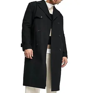 Nouveau manteau noir personnalisé pour hommes trench laine pardessus hommes manteau d'hiver dernière conception long manteau