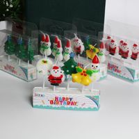 Großhandel Weihnachtsthema Kerzen 5er-Set Schneemann Satan Tortendekorationskerzen für Geburtstagsfeier Paraffinwachskerzen