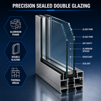 NFRC Schalldichte Doppelverglaste Isolierte Aluminium-Glasfenster Design Schlagfest Energieeffiziente Aluminiumfenster