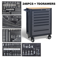 Chariot à outils professionnel à 7 tiroirs, capacité de charge de 150 kg, garantie de 3 ans pour garage, avec 273 pièces, ensembles d'outils avec plateau en mousse