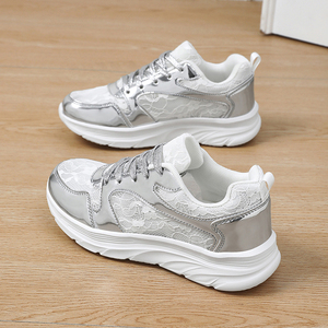 <span class=keywords><strong>Sneakers</strong></span> da <span class=keywords><strong>Donna</strong></span> Personalizzate <span class=keywords><strong>Bianche</strong></span> e Argento con Piattaforma Chunky, Traspiranti, Scarpe Casual da <span class=keywords><strong>Donna</strong></span> in Rete, Calzature Femminili, <span class=keywords><strong>Sneakers</strong></span> da Tennis - Product Image 2