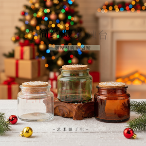 ขวดเทียนแก้วขนาด 100 มล. สีน้ำตาล สีเขียว ใส ทน<span class=keywords><strong>ค</strong></span>วามร้อน ใช้ซ้ำได้ สำหรับตกแต่งบ้านในวันคริสต์มาส - Product Image 4