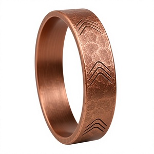 Anillo de Cobre para Terapia Bioenergética, Diseño Vintage con Flecha Grabada, Anillo de Dedo Resistente, Accesorios de Salud Ayurvédicos - Product Image 1