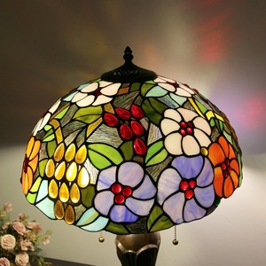 LongHuiJing 16Inch Tiffany Study Retro Warm American Decorative Lamp Living Room Color Glass Luxury Home Table Lamp - Product Image 5