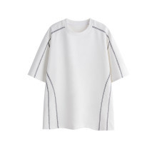 T-shirt pour homme personnalisable, streetwear de haute qualité, coupe courte, impression de logo personnalisée, anti-plis, patchwork, motif uni - Product Image 4