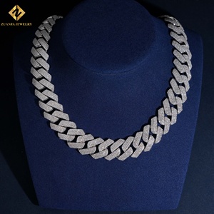 ZUANFA JEWELRY Men's <b>Iced</b> <b>Out</b> Cuban <b>Chain</b> Necklace 925 Silver Rhodium Plated Moissanite Hip Hop Style Link <b>Chain</b> - Product Image 5