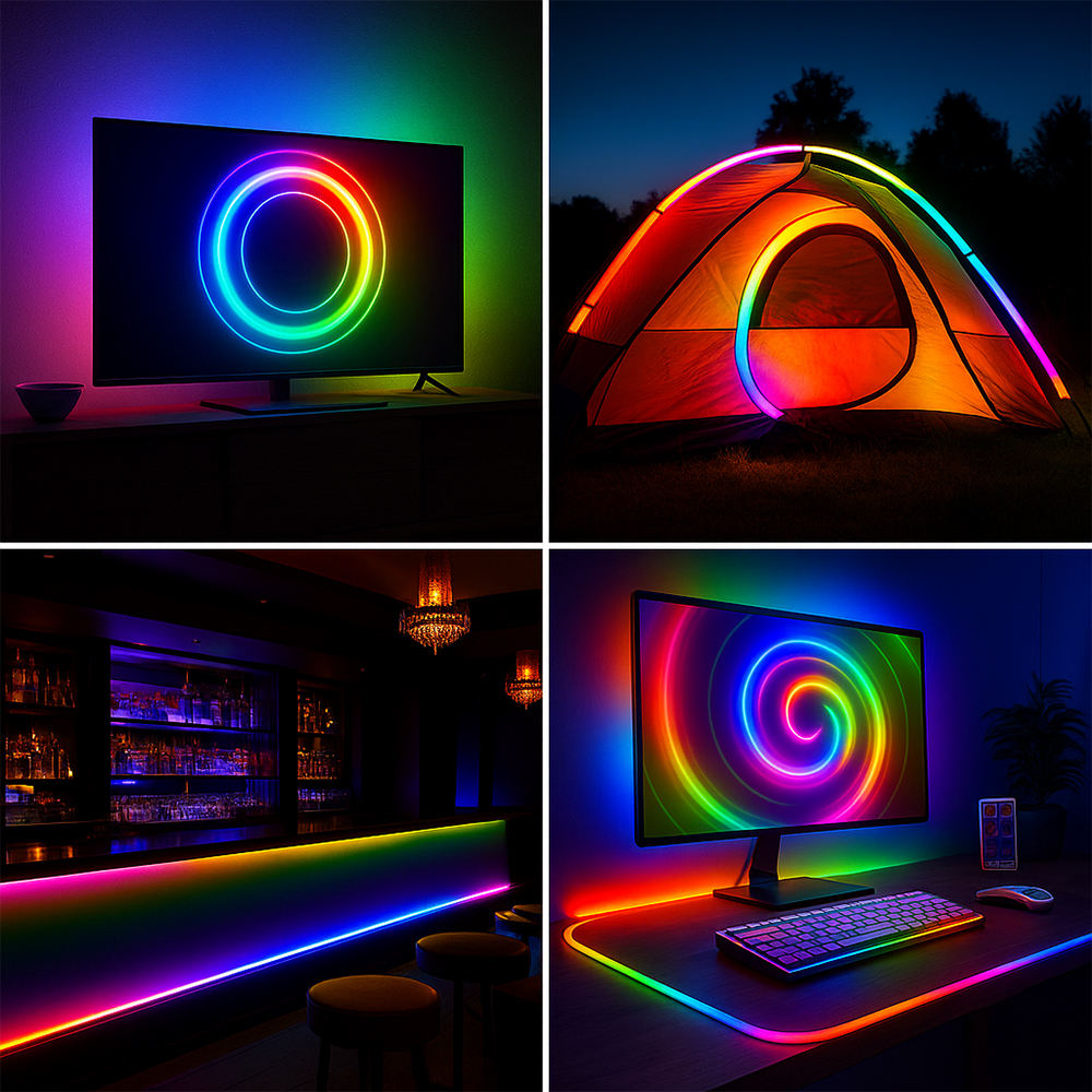 Rgb Magic 5m Smart Strip Led Neon Light Strings Ip67 Rated Cuttable for Dc 5v Input for Decorations