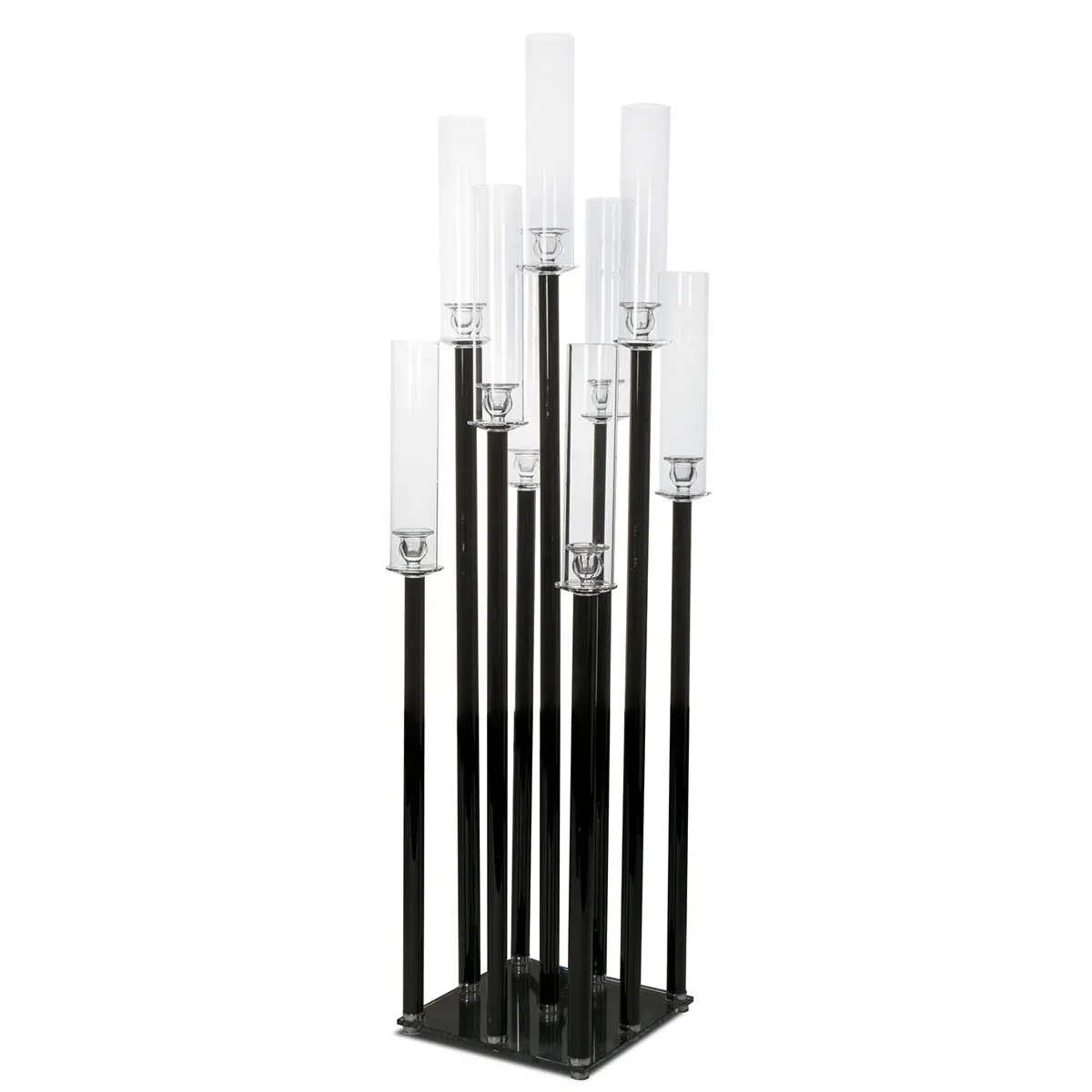 Suporte de vela de cristal 9 braços, candelabros de cristal para mesas, peças de 120cm de altura