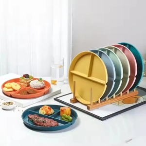Platos de Cena Redondos Reutilizables de Paja de Trigo con 3 Compartimentos, Plato de Control de Porciones de 9 Pulgadas para Bajar de Peso - Product Image 3