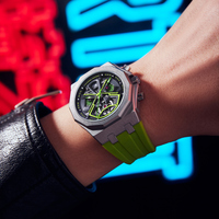 LILUOKE 9003 Nouvelle montre à quartz multifonction avec bracelet en caoutchouc pour hommes Montre de sport étanche avec calendrier lumineux pour hommes