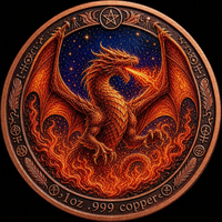 Dragon et Sorcier Magique Confronter le Château de Lave du Dragon, Pièce Souvenir Commémorative en Cuivre Fin .999 de 1 once, Artisanat Métallique