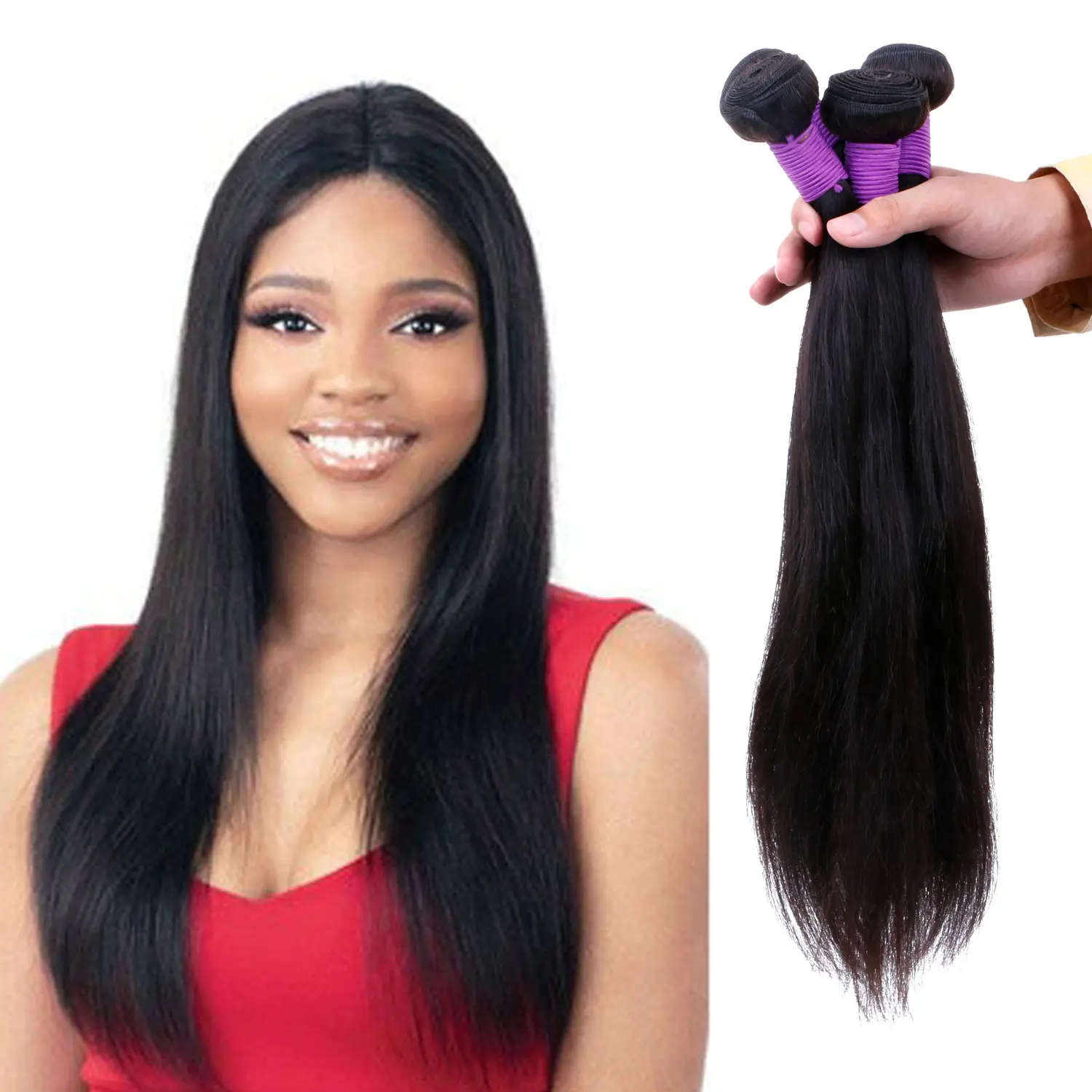 10 "-40" 9A fasci di capelli vergini lisci con tessuto brasiliano di colore naturale