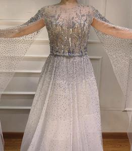 Dubai <strong>Silver</strong> Grey Gold Long Sleeves Evening <strong>Dresses</strong> 2020 Luxury A-Line Sexy Formal <strong>Dress</strong> Plus Size <strong>Dresses</strong> - Product Image 4