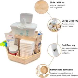 360 độ xoay bằng gỗ tã lưu trữ Giá góc gắn phân vùng có thể tháo rời bé tã lưu trữ giải pháp cho phòng khách - Product Image 4