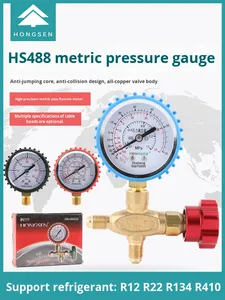 Manómetro Métrico Hongsen HS-488, Válvula para Evaporador, Refrigerador/Aire Acondicionado, Detección de Fugas, Llenado de <span class=keywords><strong>Refrigerante</strong></span>, Tres Vías - Product Image 2
