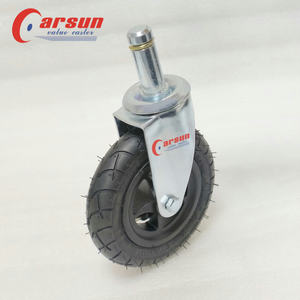 <span class=keywords><strong>6</strong></span>-Zoll-Stahlrollen Griff rings chaft Pneumatisch drehbar Rollen gummi material Aufblasbares pneumatisches Schwenk rad Gummi material - Product Image 3