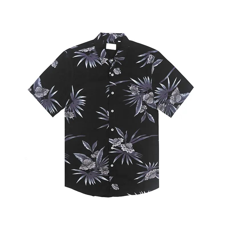 Good Sale Custom Vintage Made Flower Holiday Hawaiian Linen Short Sleeve Shirts Casual For Men