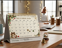 Calendrier de bureau de Noël personnalisé 2026 – Planificateur de table en papier premium, calendrier de bureau à spirale, calendrier de table à feuilles mobiles