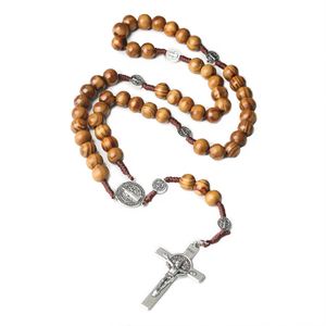 Rosario Católico de Pino Natural con Cruz, Colgante de Aleación de Zinc para Oración, Rosarios de Jesús, Regalo de Pascua, Joyería al por Mayor - Product Image 5