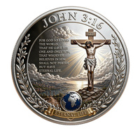 Pièce commémorative en stock Jn 3:16 Croix de la crucifixion de Jésus, objet de collection, artisanat métallique, slogan « Vie éternelle »