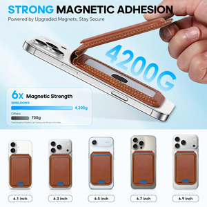 Portefeuille fin en cuir véritable MagSafe avec support magnétique puissant, protection RFID et réglage d'angle, capacité 6 cartes - Product Image 4